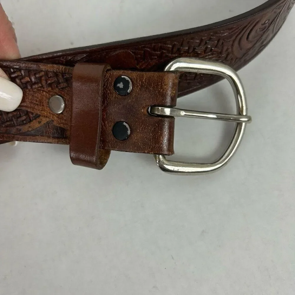 Vintage Tooled Genuine Top Grain Leather Belt Eagle Sz 44 Western cowboy